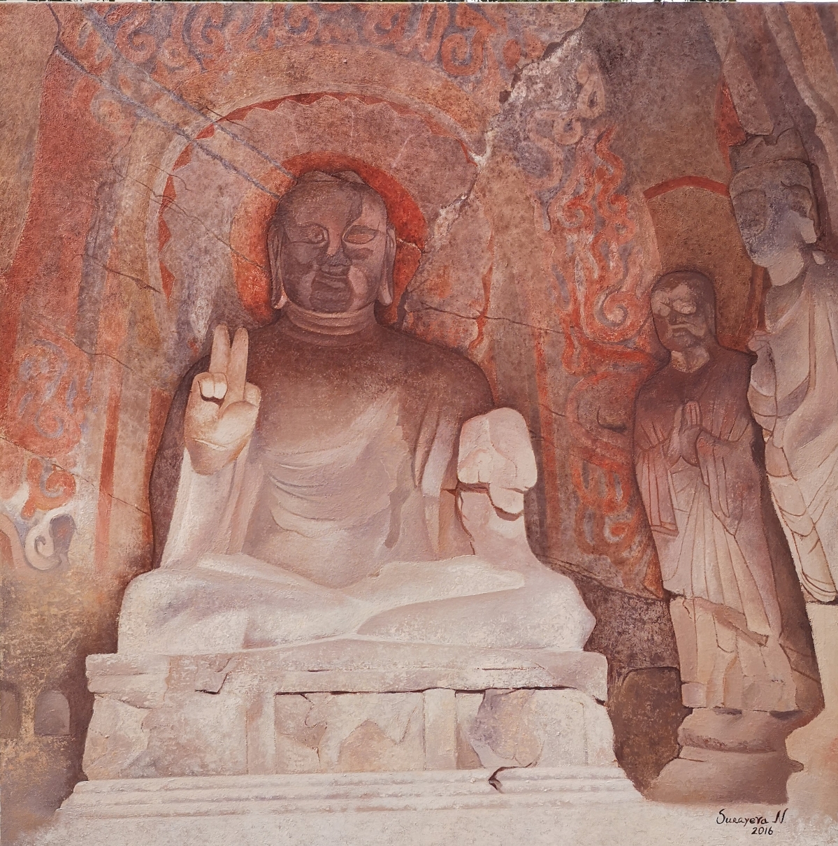 苏拉耶娃·纳塔利娅（白俄罗斯） 龙门石窟1号，120X120cm，油画，2016.jpg