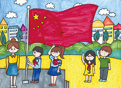 沐阳光雨露捧颗颗红心庆祝建党100周年鹿城区少儿主题画作欣赏