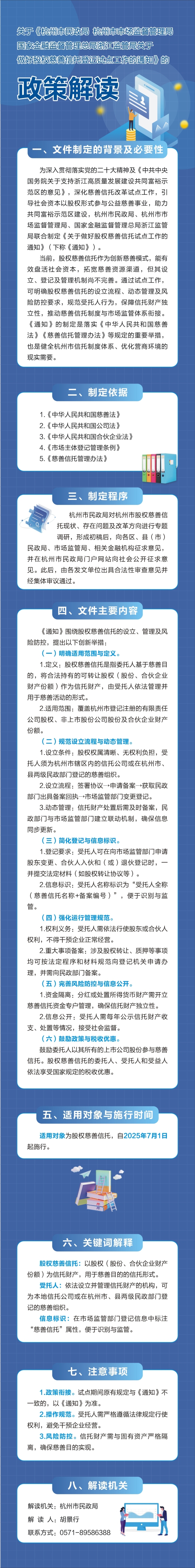 关于《杭州市民政局 杭州市市场监督管理局 国家金融监督管理总局浙江监管局关于做好股权慈善信托登记试点工作的通知》的政策解读（图文版）.JPG