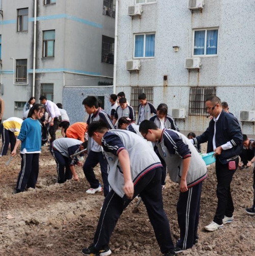周巷中学举行劳动教育基地开种仪式